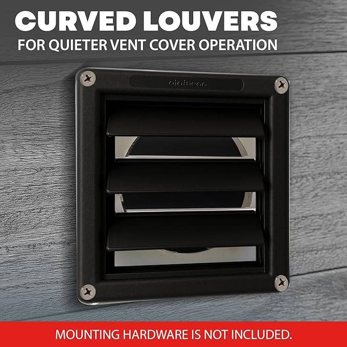 Deflecto Supurr-Vent 4” Outdoor Dryer Vent Cover Black Louvered Wall Hood - Image 7