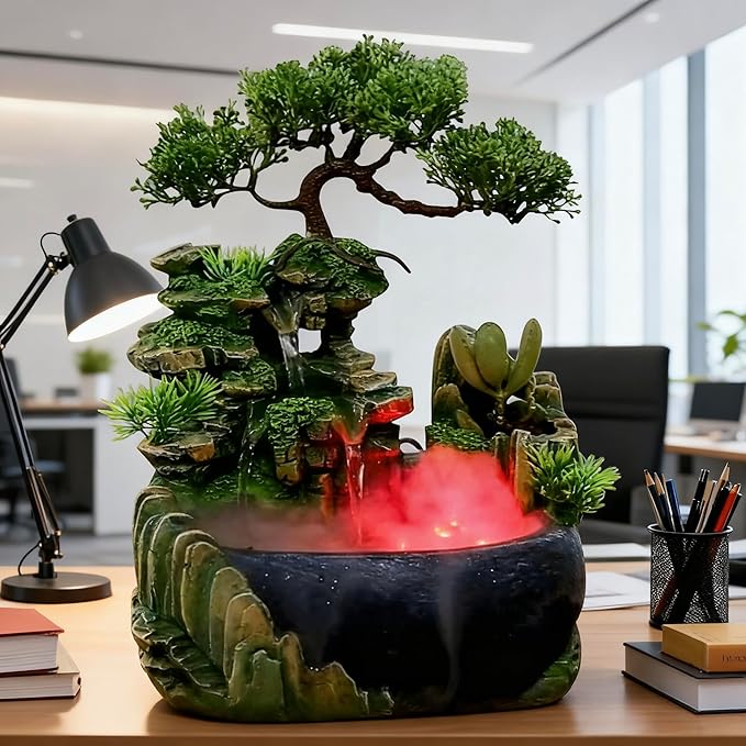 Tabletop Rockery Fountain Indoor Waterfall Bonsai Desktop Mini Rockery Water - Image 8
