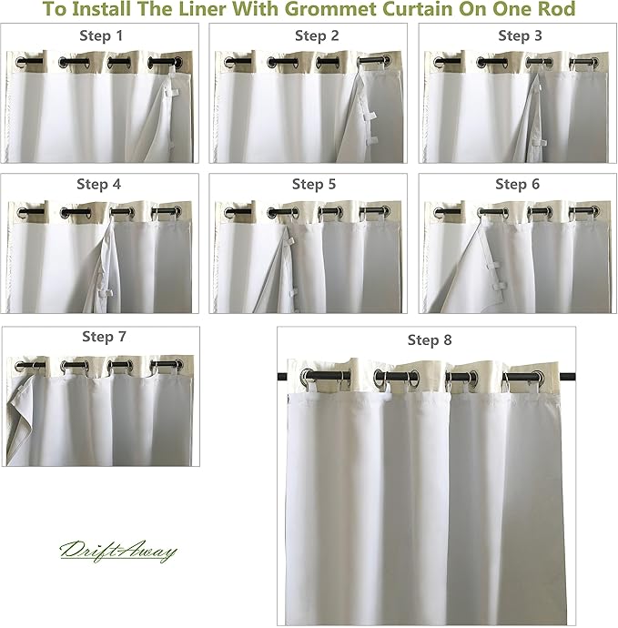 DriftAway Thermal Insulated Blackout Curtain Liner 2 Panels Each Liner Size 50 - Image 6