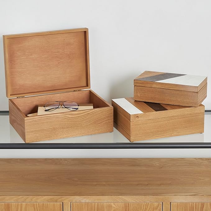 Deco 79 Wooden Geometric Decorative Box Decorative Keepsake Boxes - Image 5