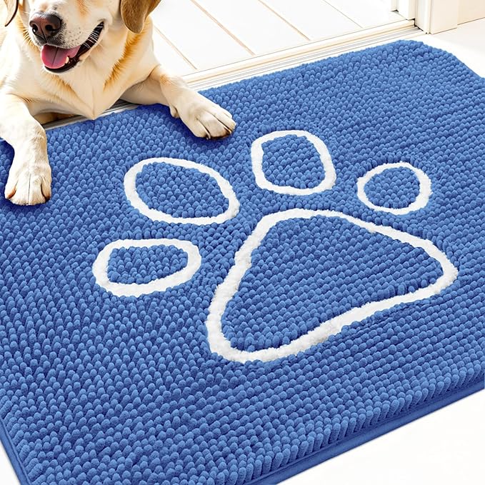 OLANLY Dog Door Mat for Muddy Paws 30x20, Paw Print Design, Absorbs Moisture by OLANLY