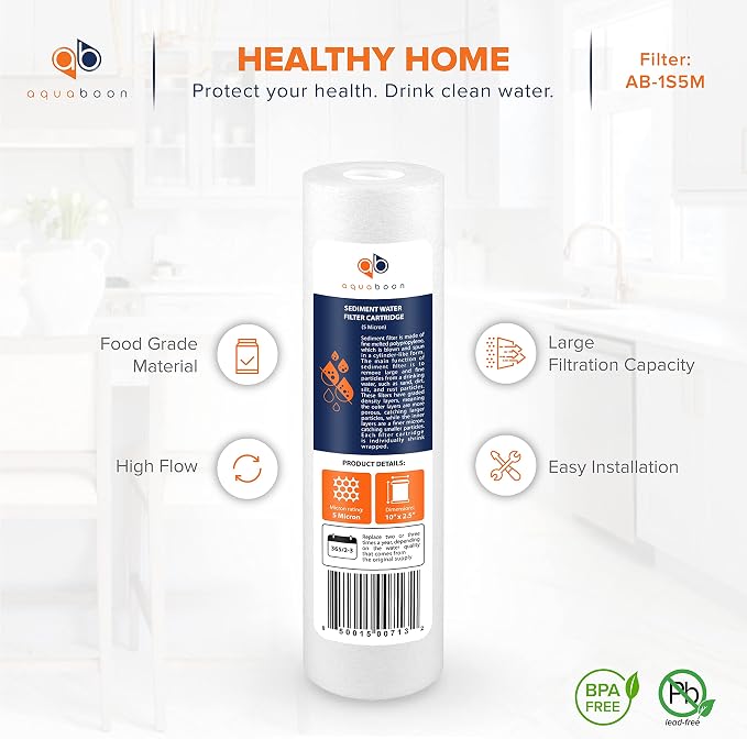 Aquaboon 5 Micron 10 x 2.5 House Water Filters Cartridges - Image 5