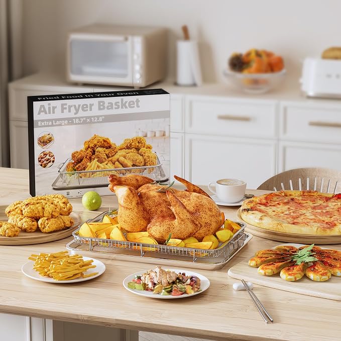 Air Fryer Basket for Oven, 2 Set Air Fryer Pan and Cripy Tray Set - Image 7