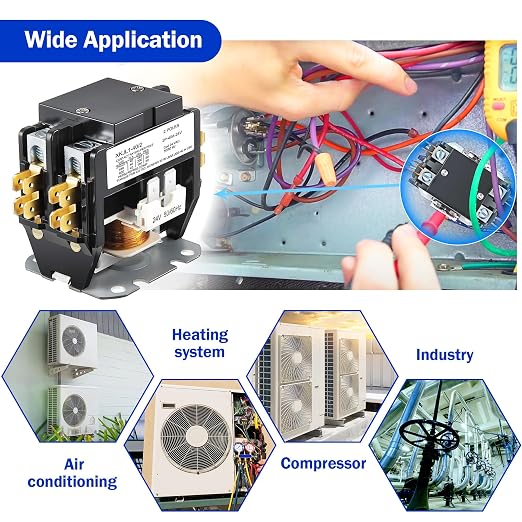 Dreyoo 2 Pcs 24V Coil 40A 2 Pole Air Conditioner Contactor, UL Certified HVAC - Image 7