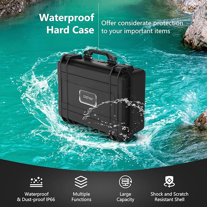 COSTWAY Waterproof Hard Case, 18.5-Inch Multi-Purpose Small Camera Dry Box - Image 6