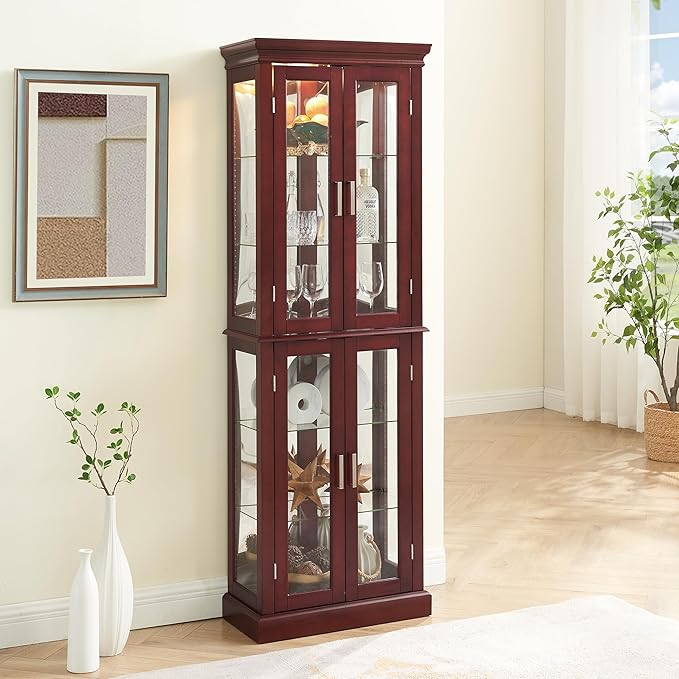 Lighted Wooden Display Curio Cabinet, Cabinet by Unknown
