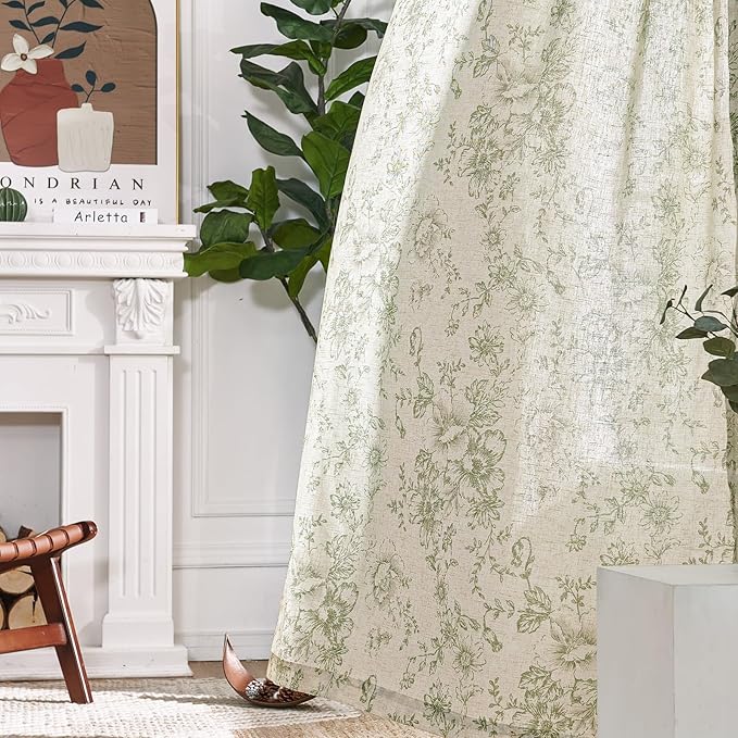 jinachan Linen Blend Floral Curtains - Image 6