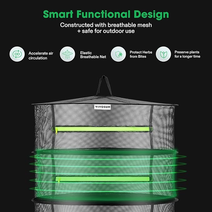 VIVOSUN 4-Layer Mesh Drying Rack Hanging Design - Image 2