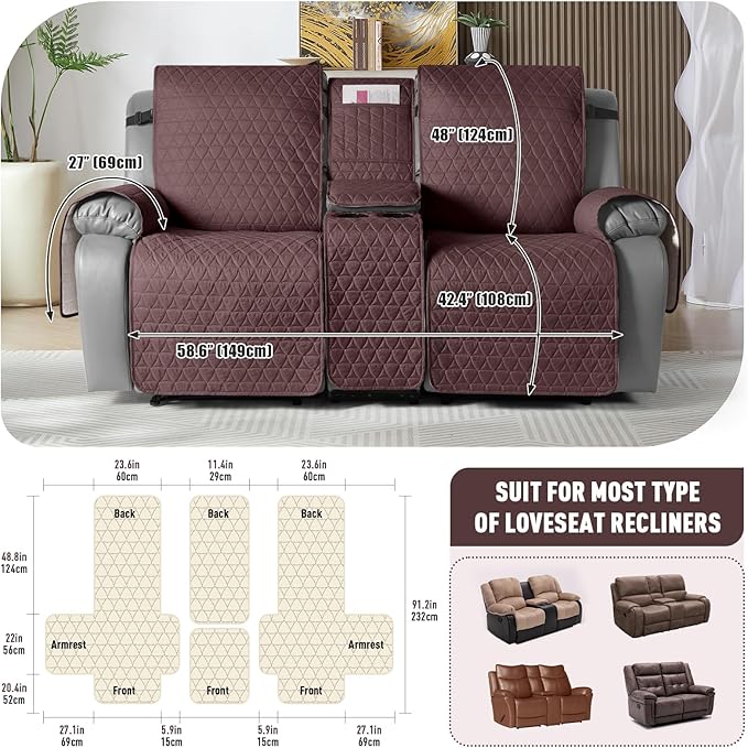 TAOCOCO 100% Waterproof Loveseat Recliner Couch Sofa Covers - Image 3