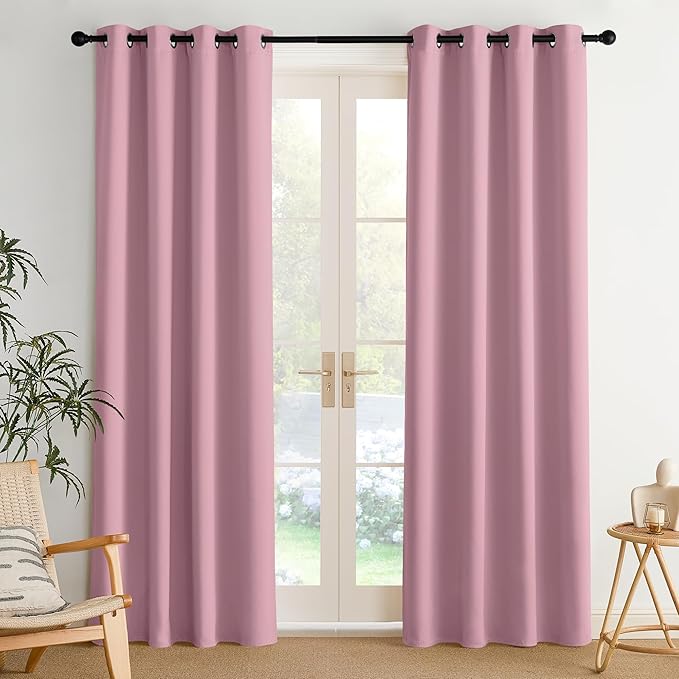 NICETOWN Room Darkening Draperies Curtains Panels, 2 Panels Rouge Pink W52 x L84 by NICETOWN