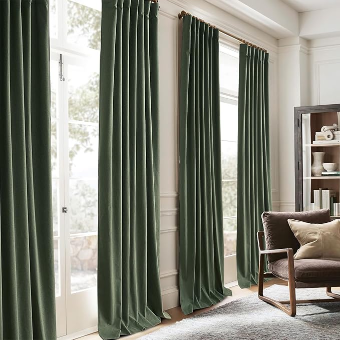 45 Inch Kitchen Curtains Sets for Windows, Faux Linen Blackout Pleated - Image 7