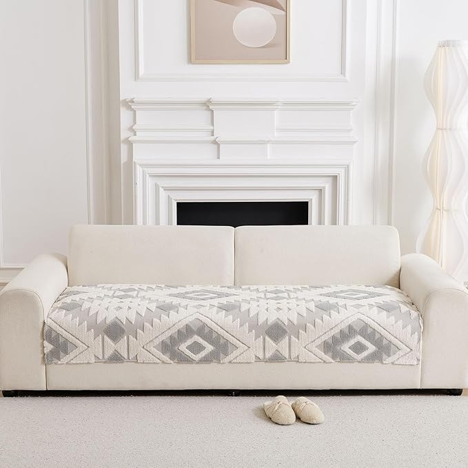 Boho Plush Couch Covers for Sofa Washable, Fuzzy Soft Couch Cover for Sectional - Image 3