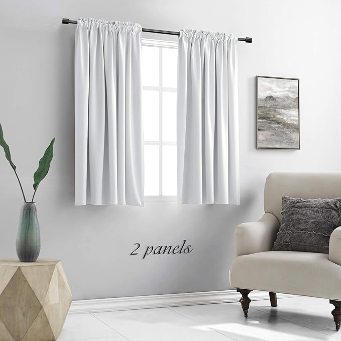 DONREN Greyish White Room Darkening Rod Pocket Curtain Panels - Image 2