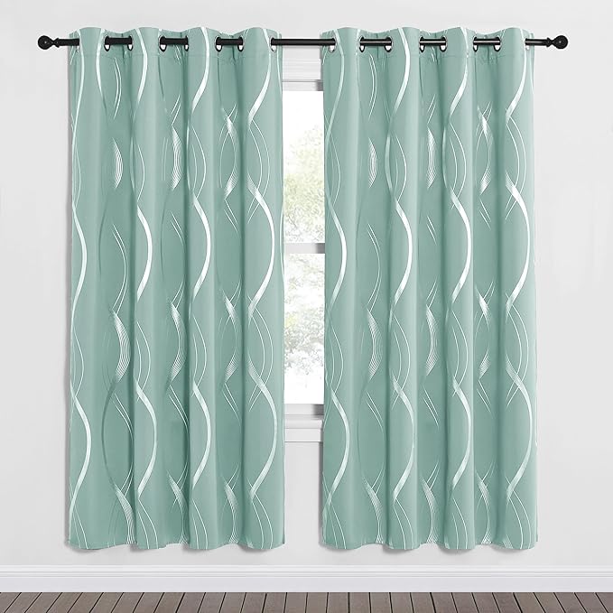 NICETOWN Aqua Blue Curtains 72 inch Long - Image 3