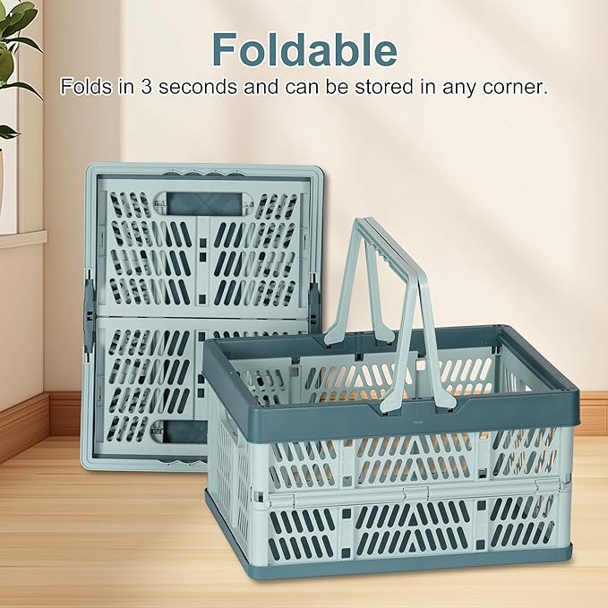 Heavy Duty Plastic Milk Crates for Storage, Collapsible Shopping Basket - Image 5