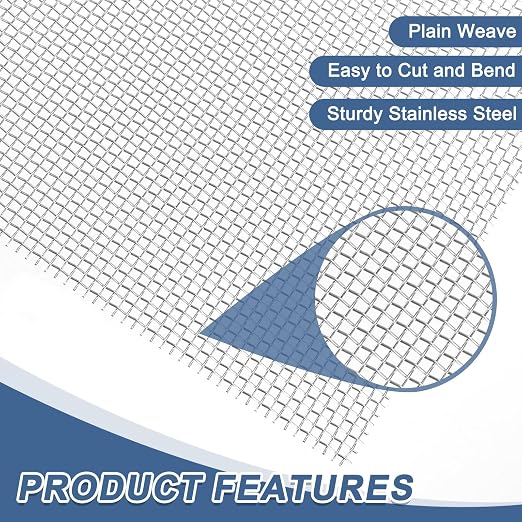 uxcell 14 Mesh 79" x 10" Woven Wire Mesh, 316 Stainless Steel Air Vent Filter - Image 3