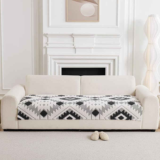 Boho Plush Couch Covers for Sofa Washable, Fuzzy Soft Couch Cover for Sectional - Image 3