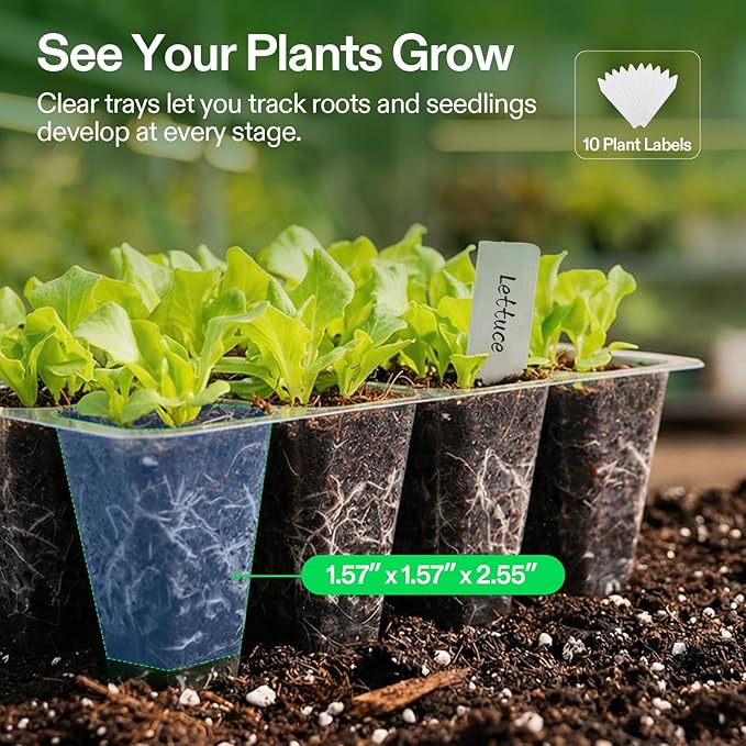VIVOSUN 12-Pack Seed Starter Trays, 144-Cell Seed Starter Kit - Image 3