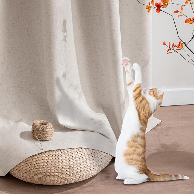 PrinceDeco Thick Linen Blackout Curtains Room Darkening Curtains 84 Inch Length - Image 5