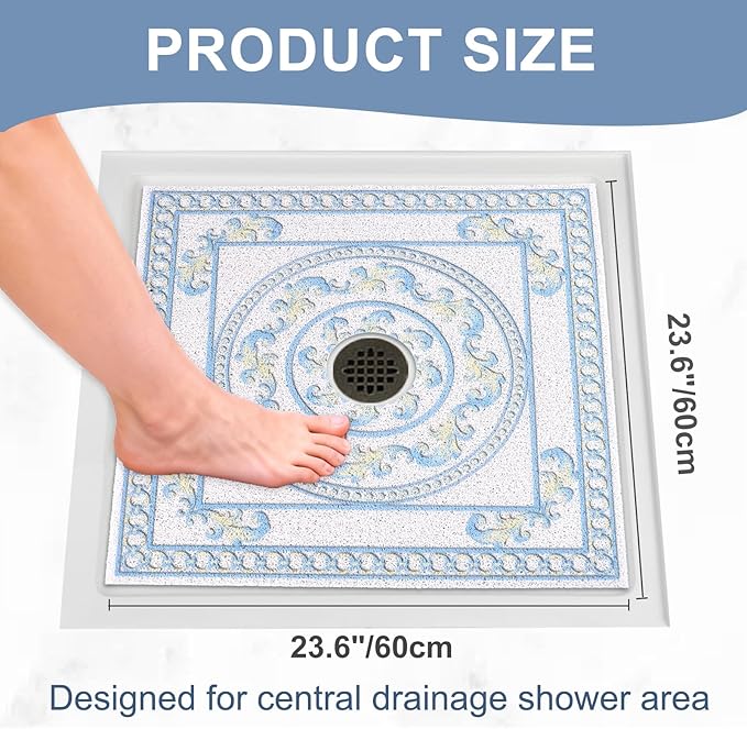 Square Shower Mat Non Slip: 24x24 Inch Extra Large Shower Mats - Image 2