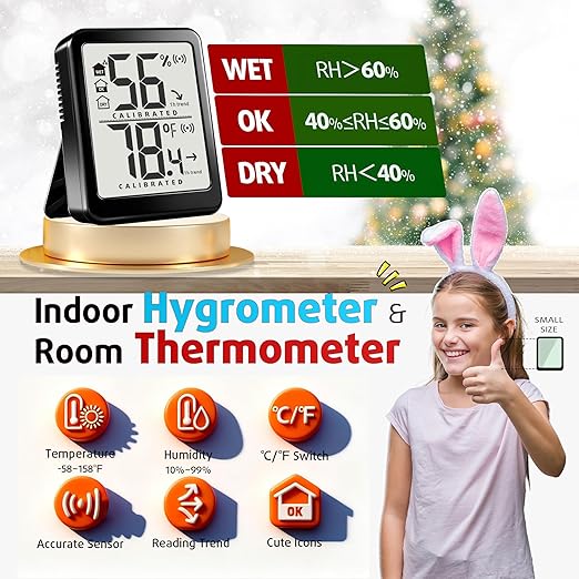 Antonki Room Thermometer Small Hygrometer Indoor Humidity Monitor Sensor - Image 2