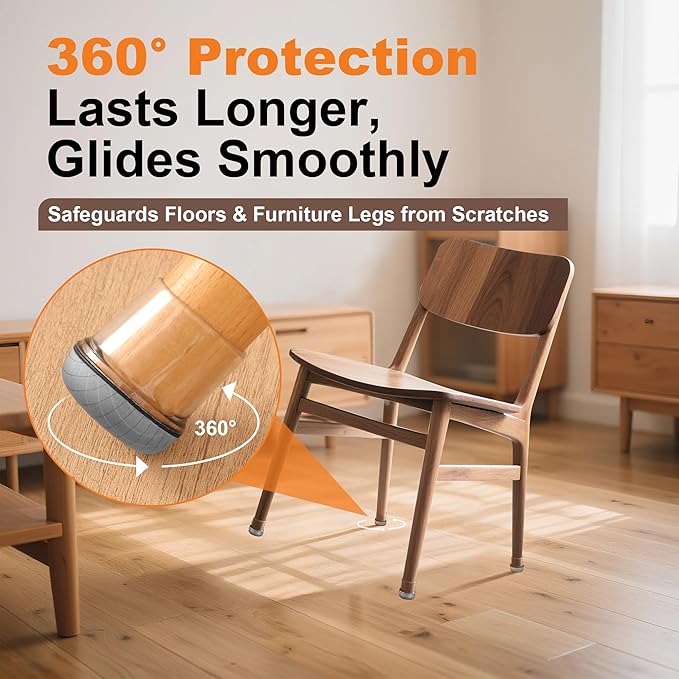 Chair Leg Floor Protectors for Hardwood Floors – Smooth Nylon Base Won’t Trap - Image 8