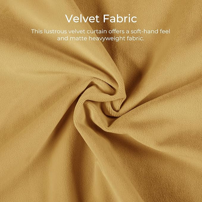 TWOPAGES Luxury Velvet Curtain Pinch Pleated Sunset Yellow Curtain 84 inch Long - Image 3
