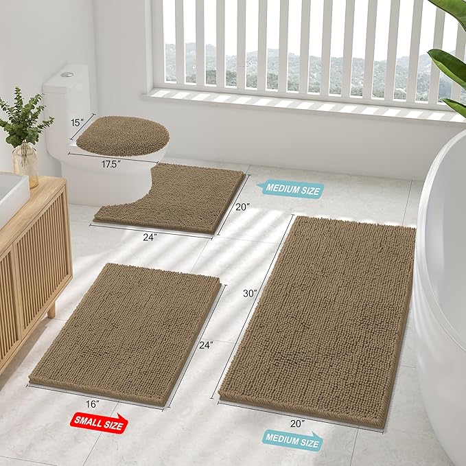 Smiry Luxury Chenille Bathroom Rugs 40x24, Extra Soft and Absorbent Shaggy Bath - Image 2