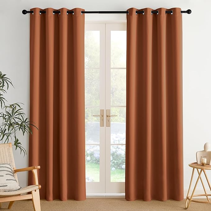 NICETOWN Room Darkening Draperies Curtains Panels, 2 Panels Burnt Orange W52 x by NICETOWN