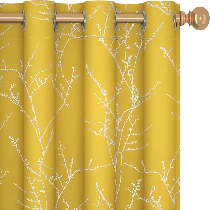 Deconovo Blackout Curtains Yellow, 52 x 84 Inch 2 Panels Set Drapes by Deconovo
