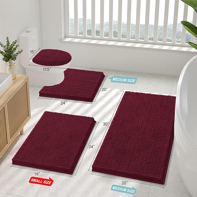 Smiry Luxury Chenille Bathroom Rugs 71x47, Extra Soft and Absorbent Shaggy Bath - Image 2