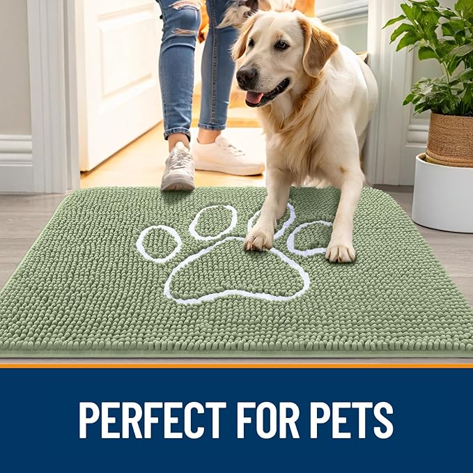 OLANLY Dog Door Mat for Muddy Paws 36x24, Paw Print Design, Absorbs Moisture - Image 6