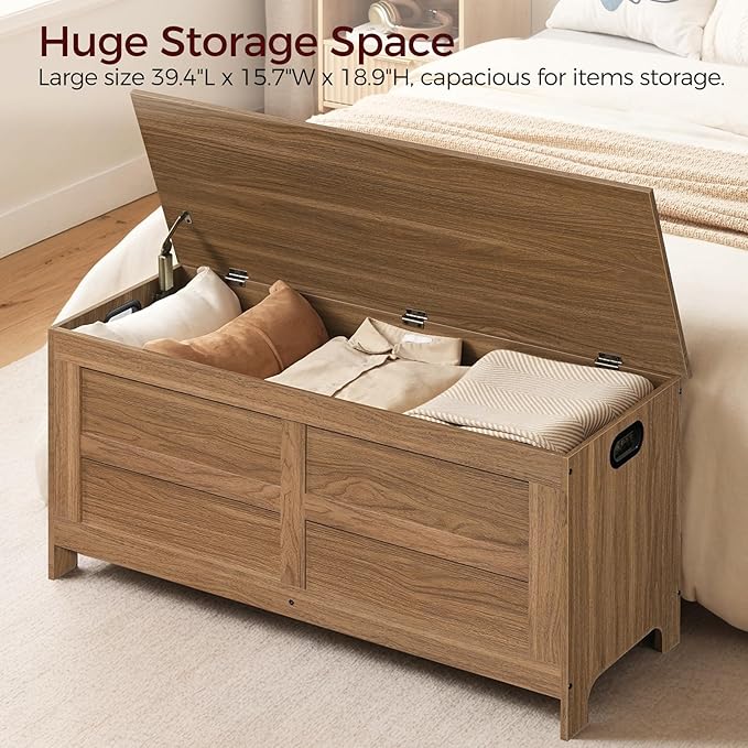 Storage Chest, 39.4” Large Toy Chest, Entryway Storage Trunk, Storage Bench - Image 5