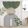 Green Boho Shower Curtain 72Wx96H Extra Long Mid Century Modern Abstract Green by MitpokBrand