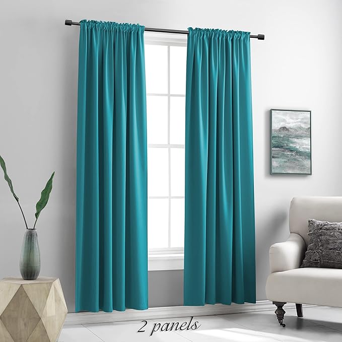 DONREN 84 Inch Teal Blackout Curtains - Image 2