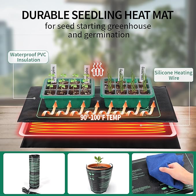 4-Pack Seed Starter Tray with Grow Light and Heat Mat, 48 Cells Seed Starter - Image 4