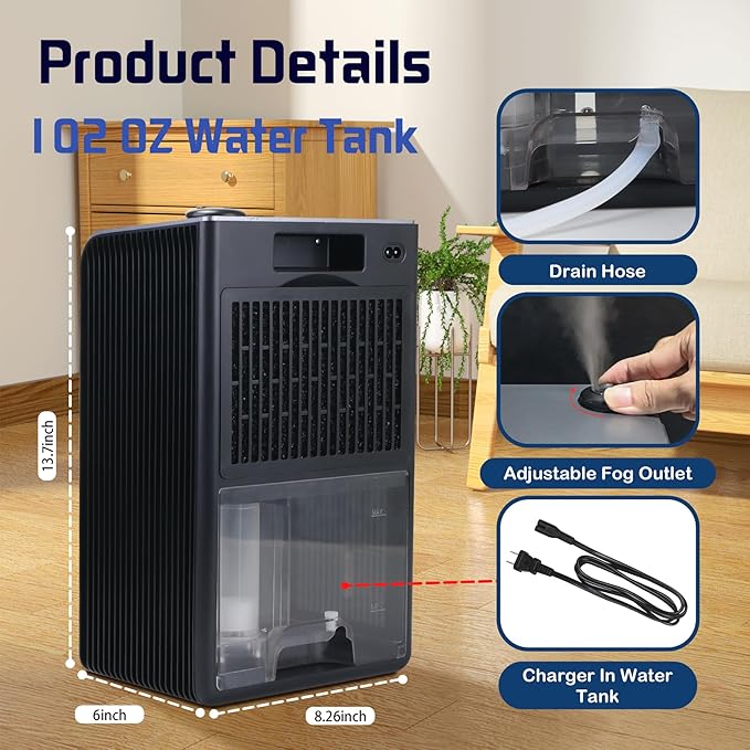 Dehumidifier, 2 in 1 Humidifier Dehumidifier Combo, 102 OZ Water Tank - Image 5
