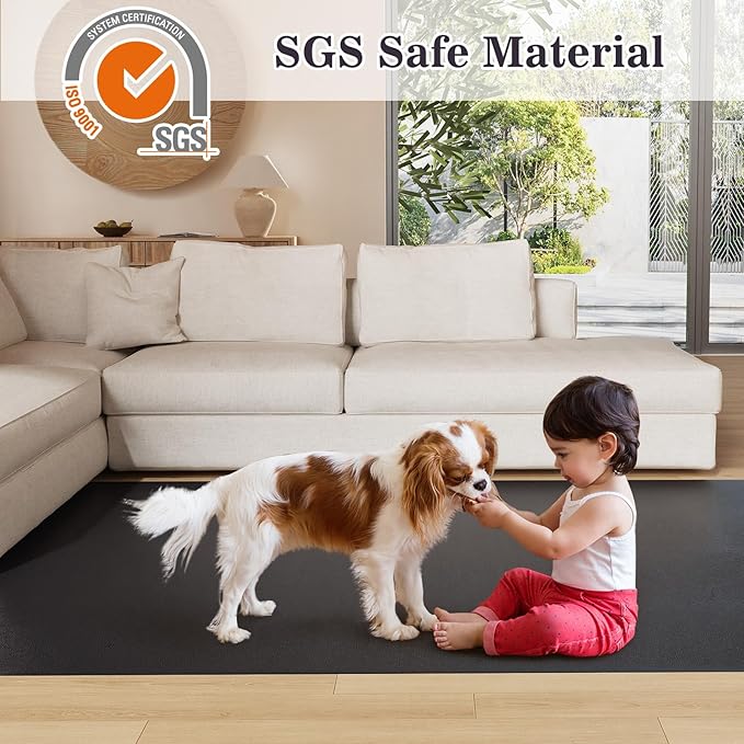 6'×9' Black Floor Mat for Under Kitchen Table, Waterpoof Easy Cleaning Plastic - Image 3