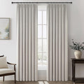 Natural Melange Pleat Room Darkening Curtains 84 Inch Length 2 Panels Set by QJMYDECO