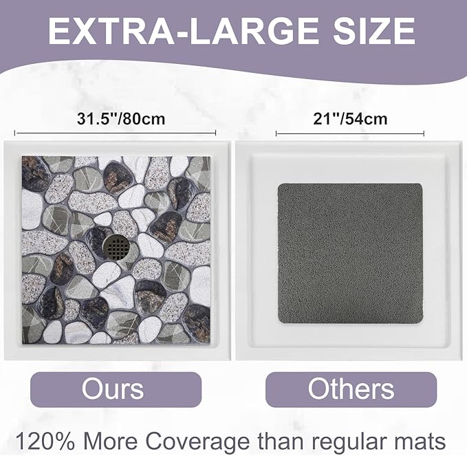 Square Shower Mat Non Slip: 32x32 Inch Extra Large Shower Mats - Image 2
