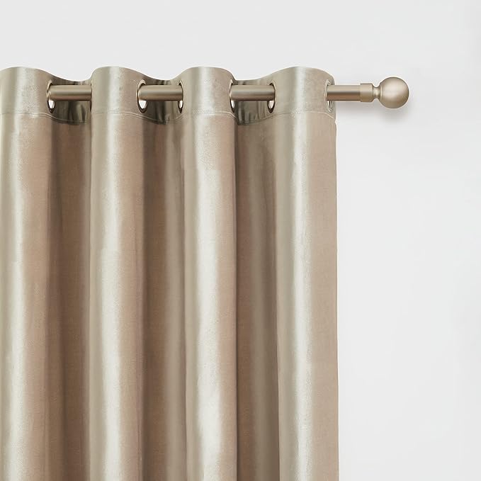 Champagne Velvet Curtains 63 inch: Beige Luxury Elegant Living Room Curtain - Image 2