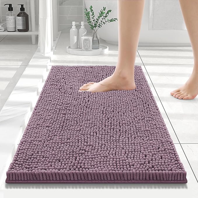 Smiry Luxury Chenille Bathroom Rugs 24x16, Extra Soft and Absorbent Shaggy Bath by Smiry