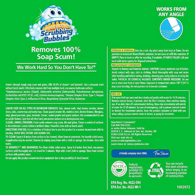 Scrubbing Bubbles Mega Bathroom and Shower Foamer Aerosol, Rainshower Scent - Image 7