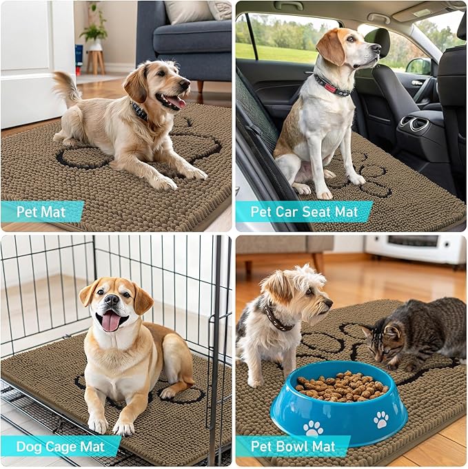 OLANLY Dog Door Mat for Muddy Paws 47x24, Paw Print Design, Absorbs Moisture - Image 7