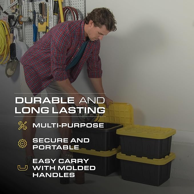 BLACK & YELLOW, 5-Gallon Heavy Duty Tough Storage Container & Snap-Tight Lid - Image 6