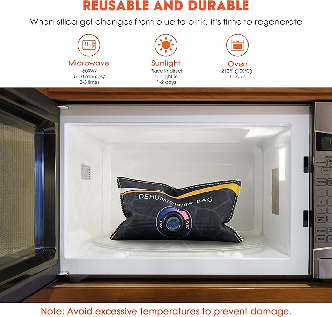 2 x 400g Rechargeable Moisture Absorbers, Car Dehumidifier Bag, Microwave Fast - Image 5