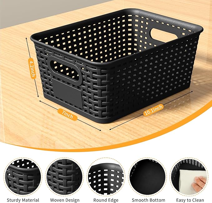 Black Plastic Storage Baskets - Image 2