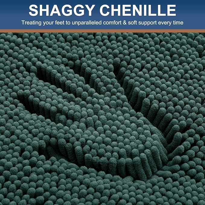 Smiry Luxury Chenille Toilet Rugs U-Shaped 24x20, Soft Absorbent Non-Slip - Image 3