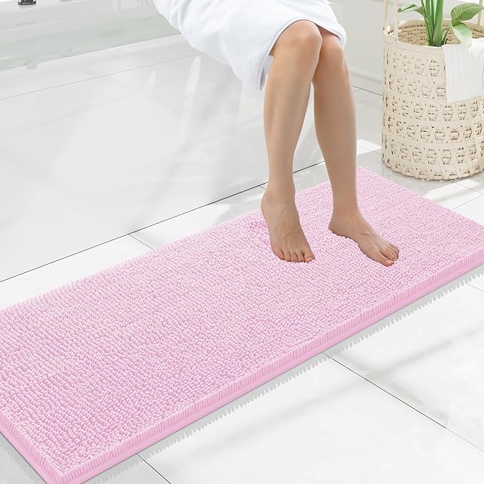 Smiry Luxury Chenille Bathroom Rugs 47x17, Extra Soft and Absorbent Shaggy Bath by Smiry