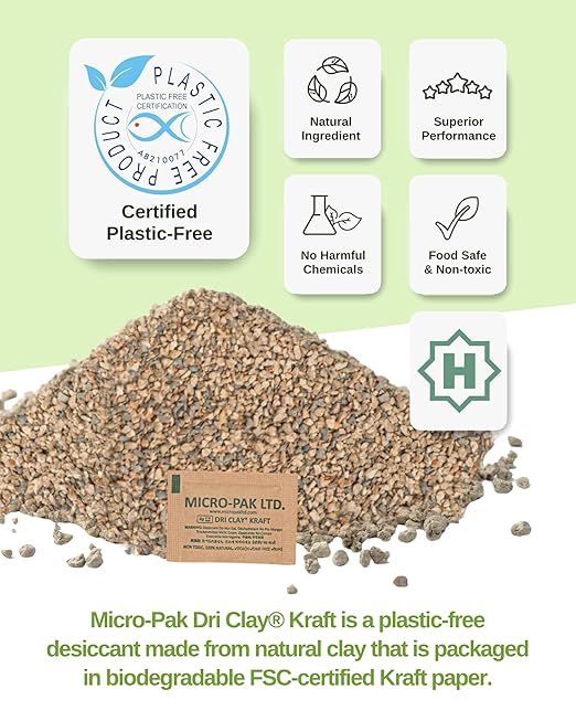 Micro-Pak Dri Clay Kraft, Highest Moisture Absorption Desiccant Packs, Silica - Image 2